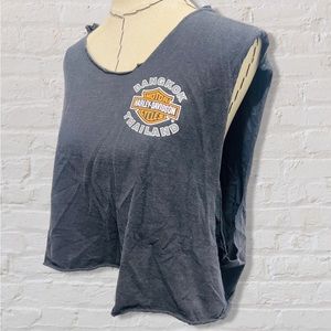 Vintage Harley Davidson Thailand T-shirt Cut and Distressed Faded Black